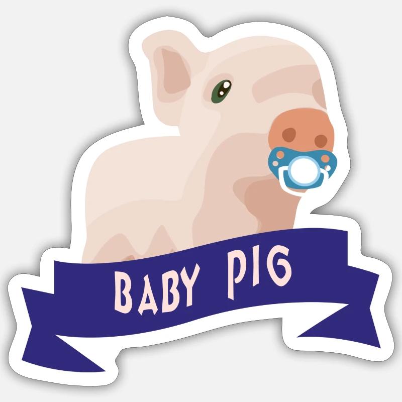 Bébé garçon cochon - Sticker taille S (10 x 10 cm) - blanc mat