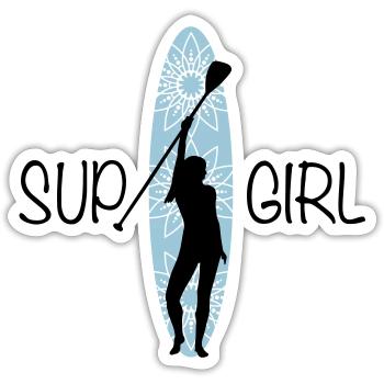 SUP Girl Stand Up Paddling - Sticker Größe S (10 x 10 cm) - Mattweiß - Vorne