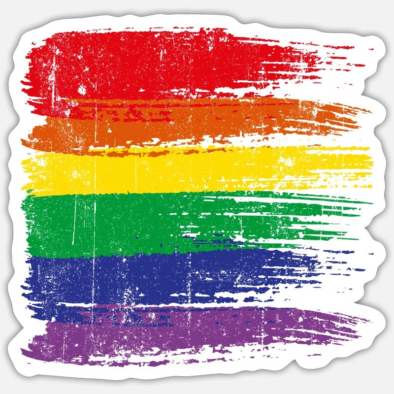 Regenbogen-Pinselstrich Pride - Sticker Größe S (10 x 10 cm) - Mattweiß