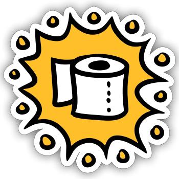 Papier toilette papier toilette papier - Sticker taille S (10 x 10 cm) - blanc mat - Devant