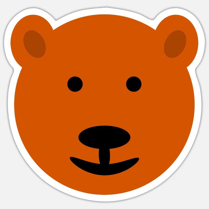 Visage d’ours, ours brun, - Sticker taille S (10 x 10 cm) - blanc mat