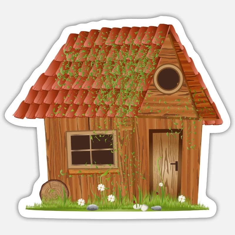 small windswept rustic hut Sticker size S (10 x 10 cm)