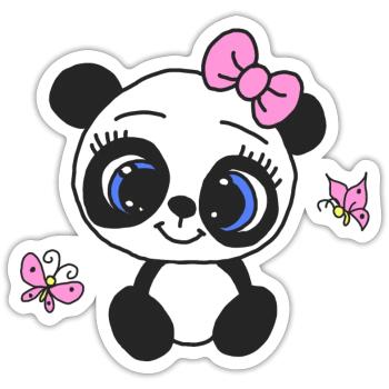 Female panda with butterflies - Sticker size S (10 x 10 cm) - white matte - Front