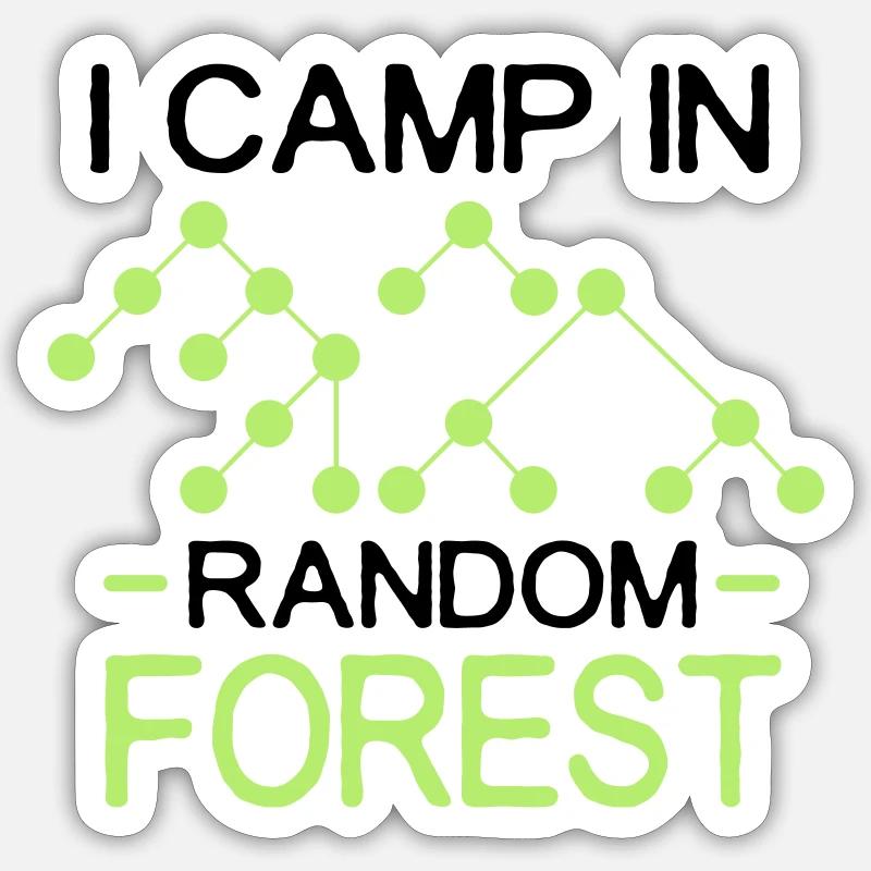 Je campe dans Random Forest Black Sticker taille S (10 x 10 cm)