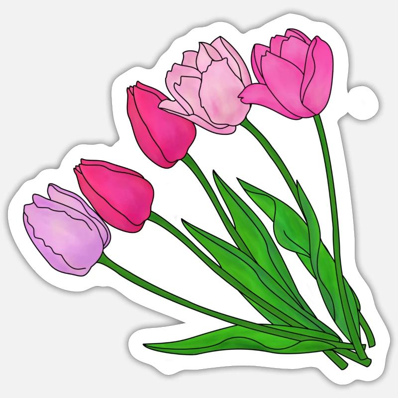 Tulipes - Sticker taille S (10 x 10 cm) - blanc mat