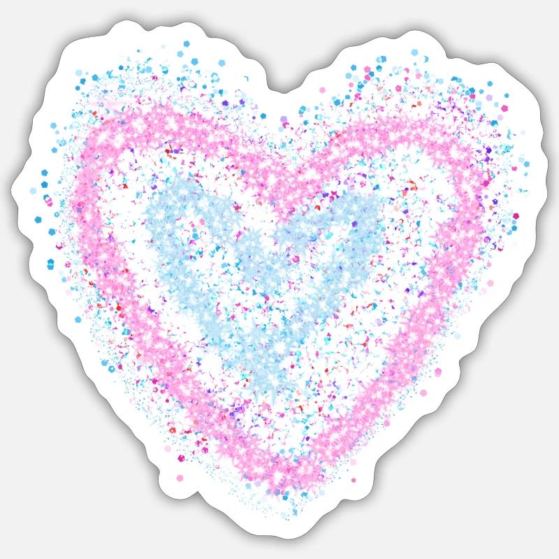Glitter heart - Sticker size S (10 x 10 cm) - white matte