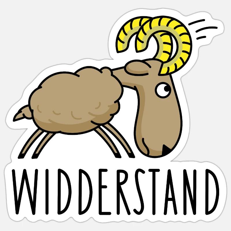Widder Widerstand Rebell - Sticker Größe S (10 x 10 cm) - Mattweiß