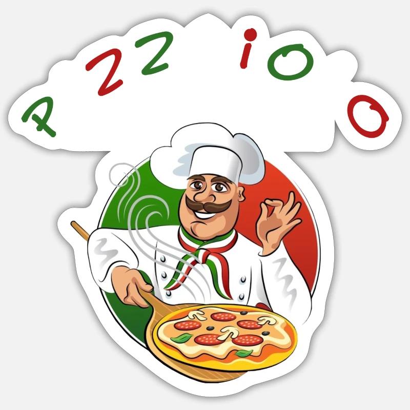 Pizzabäcker Pizzaiolo Pizza - Sticker taille S (10 x 10 cm) - blanc mat