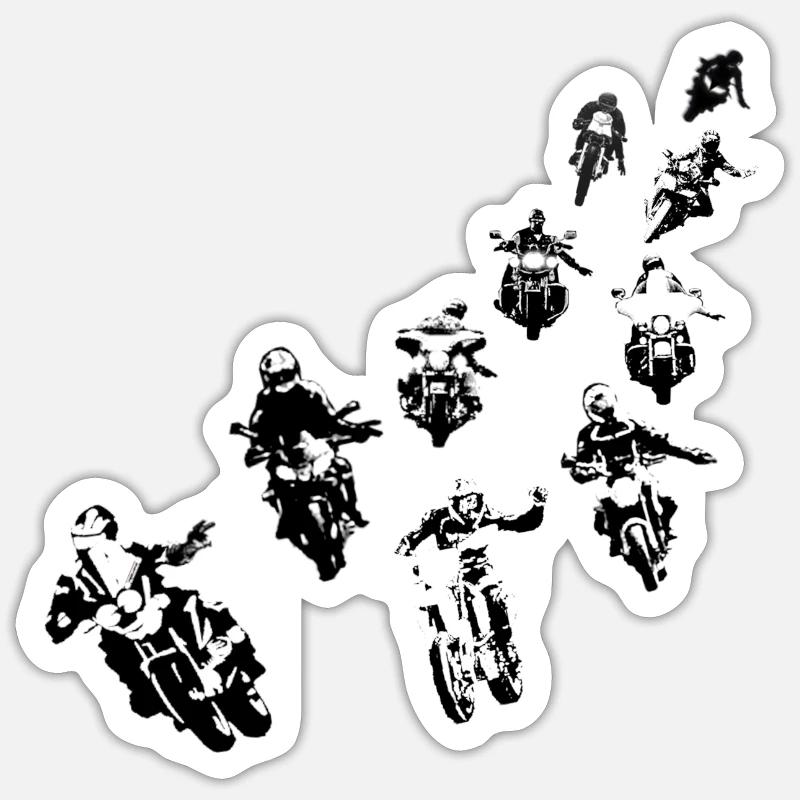 Les motards amicaux dans le groupe - Sticker taille S (10 x 10 cm) - blanc mat