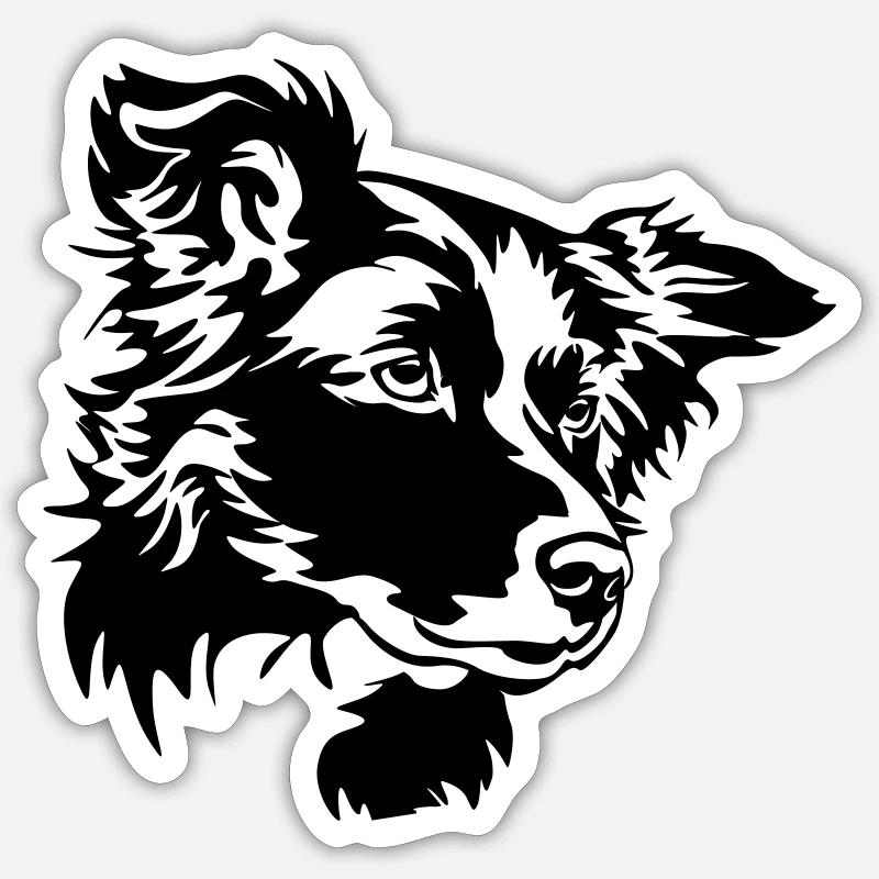 Border Collie Head - Sticker size S (10 x 10 cm) - white matte