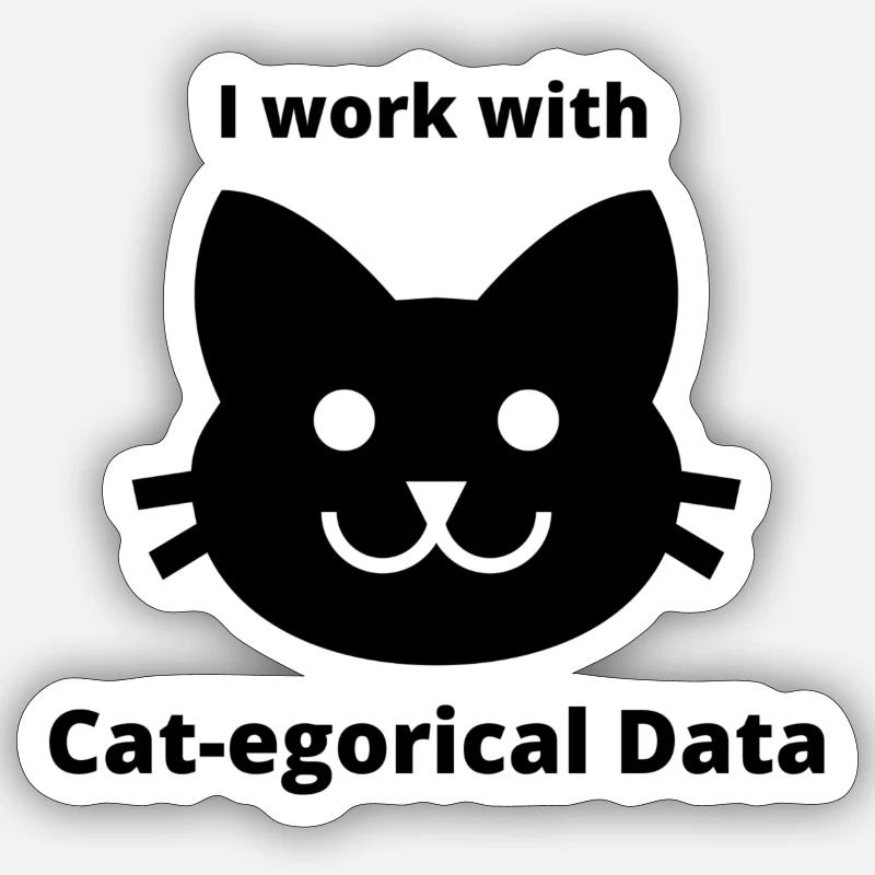 Cat-egorical Data - Data Science T-Shirt - Sticker taille S (10 x 10 cm) - blanc mat