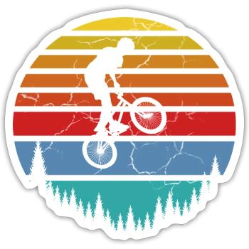 Fahrradfahrer, Biker - Sticker Größe S (10 x 10 cm) - Mattweiß - Vorne