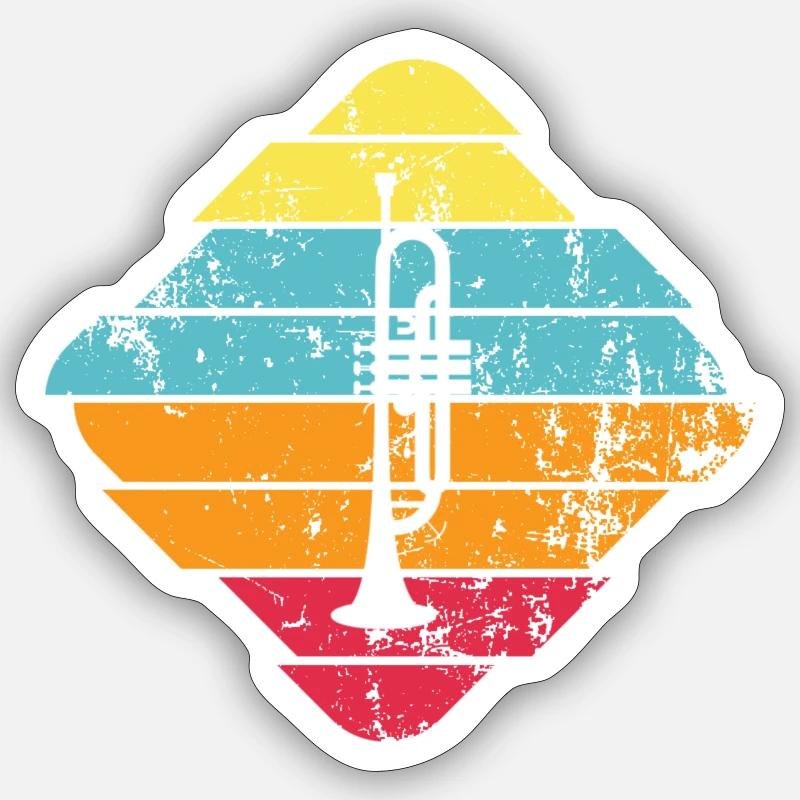 Trompette - Sticker taille S (10 x 10 cm) - blanc mat