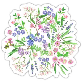 Flower meadow - Sticker size S (10 x 10 cm) - white matte - Front
