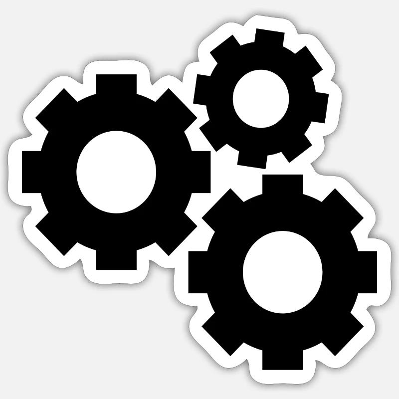 Zahnräder - Sticker Größe S (10 x 10 cm) - Mattweiß