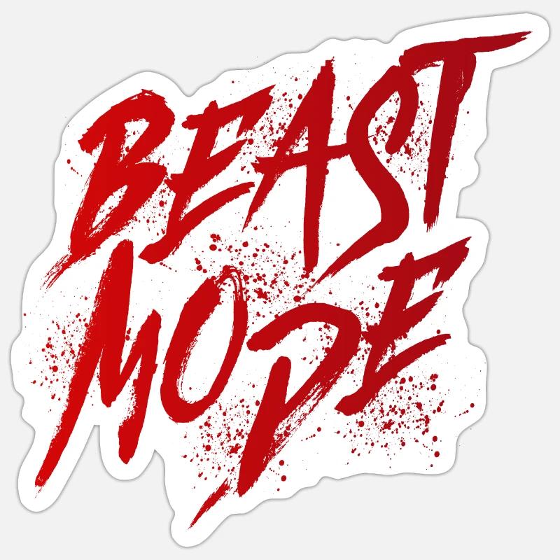 BEAST MODE rot - Sticker Größe S (10 x 10 cm) - Mattweiß