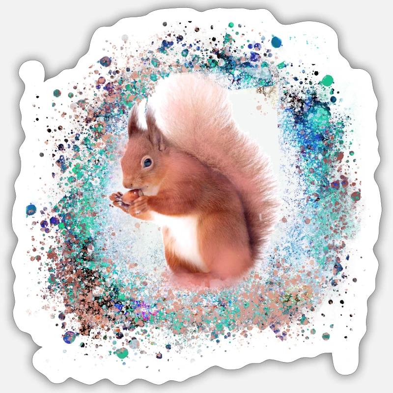 squirrel, brown, painting, graffiti, squirrel - Sticker size S (10 x 10 cm) - white matte