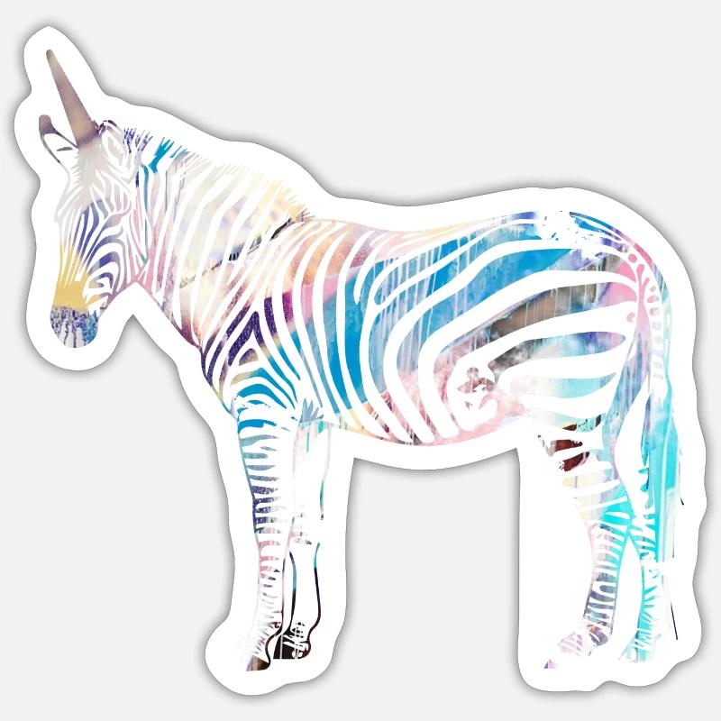Zebra,einhorn, bunt , illustration,graffiti Sticker Größe S (10 x 10 cm)
