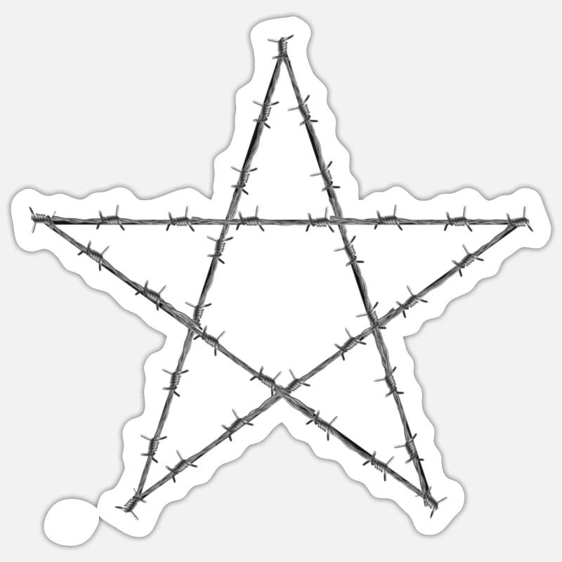 Gothic Goth Pentagramm - Sticker Größe S (10 x 10 cm) - Mattweiß