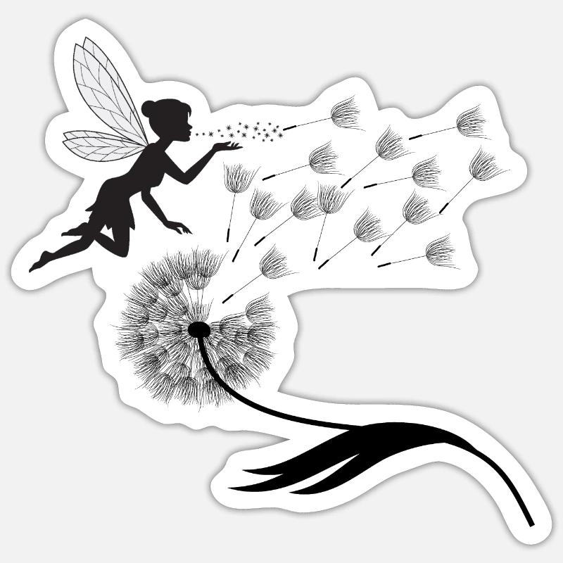 Papillons design puste fleurs prairie coeurs fées - Sticker taille S (10 x 10 cm) - blanc mat