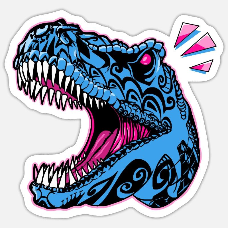 T rex Maori Pop - Sticker Größe S (10 x 10 cm) - Mattweiß