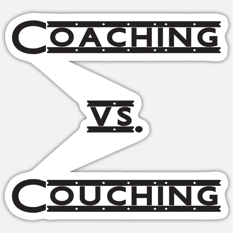 coaching vs. couching - Sticker taille S (10 x 10 cm) - blanc mat