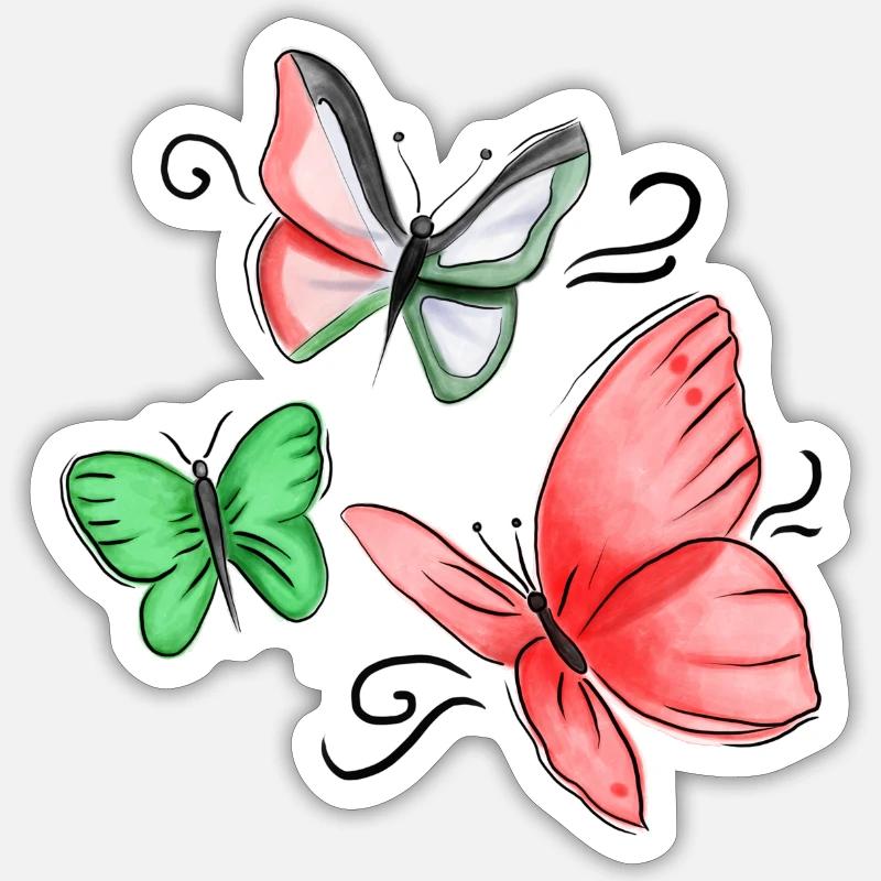 Papillon de Palestine - Sticker taille S (10 x 10 cm) - blanc mat