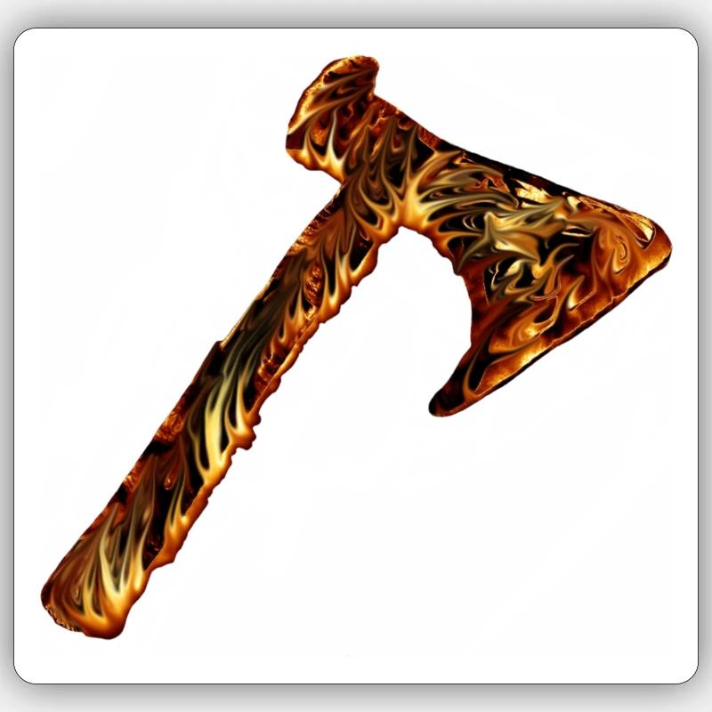 feuriges Wikinger Beil Sticker Größe S (10 x 10 cm)