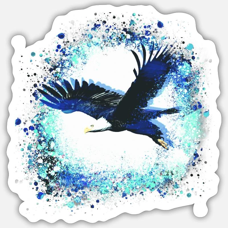 eagle,light blue,fly, illustration,bird, mint Sticker size S (10 x 10 cm)