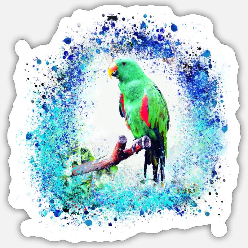 sittich ara,,vogel,graffiti,mint,blau,brush,spray Sticker Größe S (10 x 10 cm)