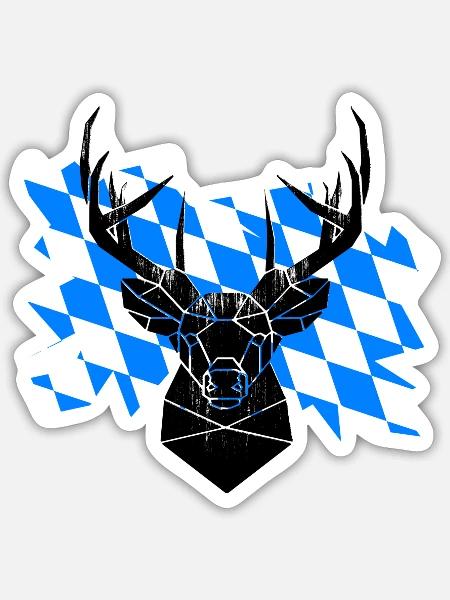 Land de Bavière Hirsch - Sticker taille S (10 x 10 cm) - blanc mat
