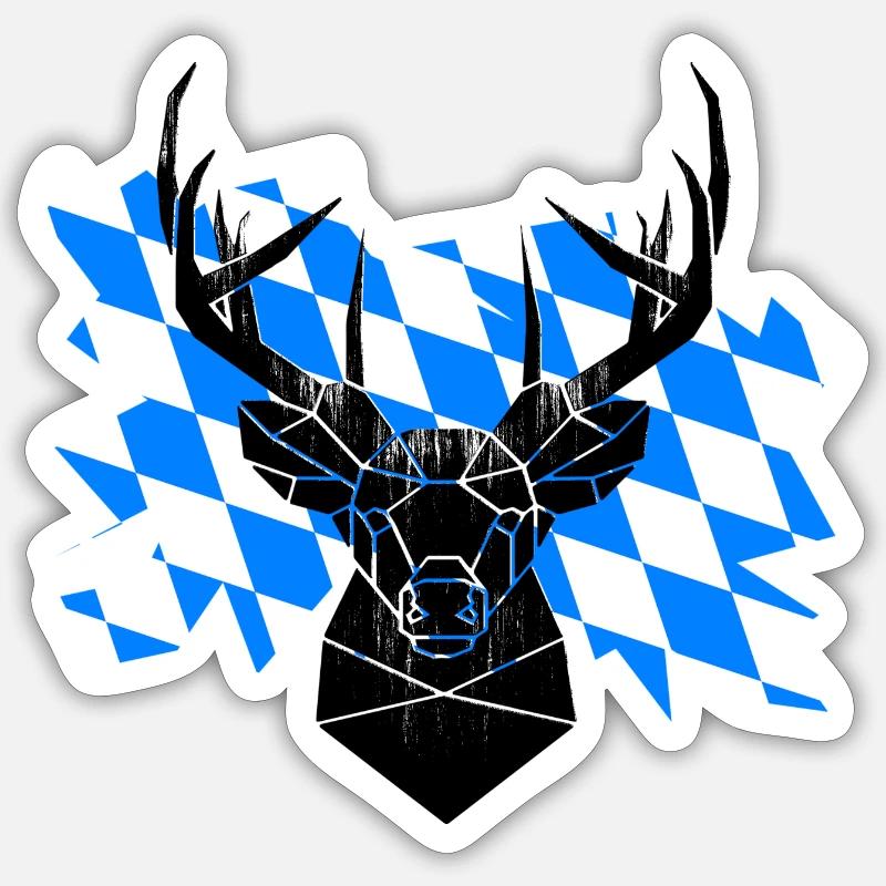 Land de Bavière Hirsch - Sticker taille S (10 x 10 cm) - blanc mat