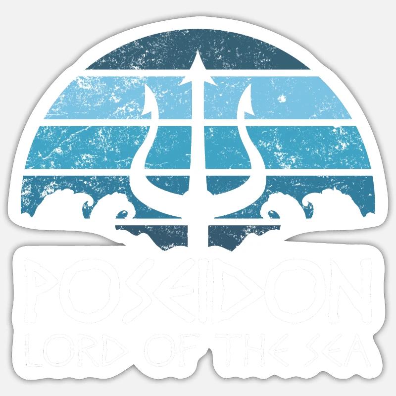Dieu grec ancien cadeau Poseidon pour un - Sticker taille S (10 x 10 cm) - blanc mat