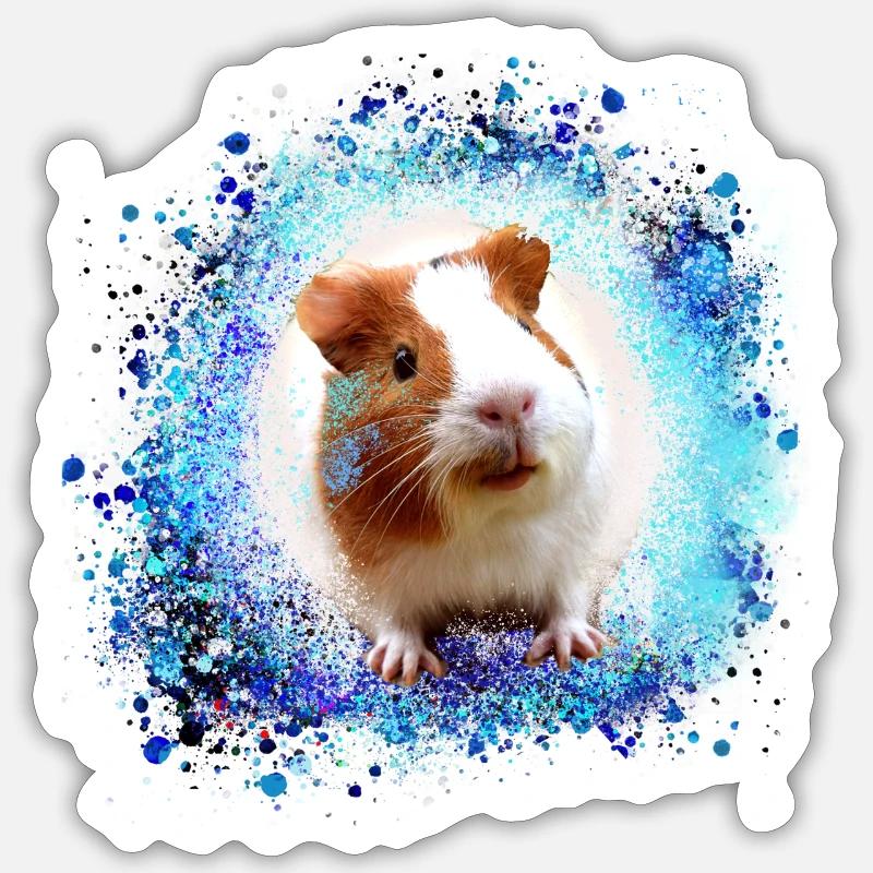 cobaye, graffiti,peinture,vert,bleu Sticker taille S (10 x 10 cm)