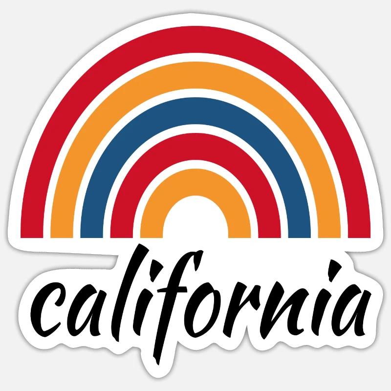 Rainbow California - Sticker taille S (10 x 10 cm) - blanc mat