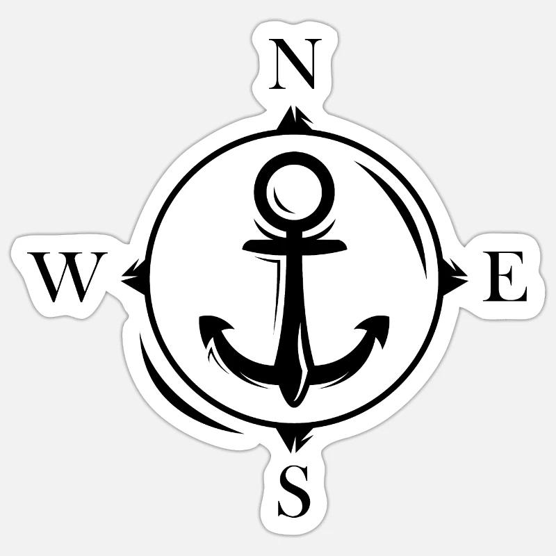 Compass Anchor North Symbol Logo Vector Graphic Sticker size S (10 x 10 cm)