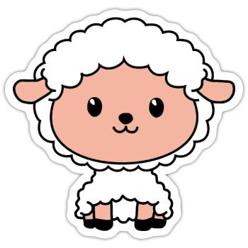 Sheep Cute Animal - Sticker size S (10 x 10 cm) - white matte - Front