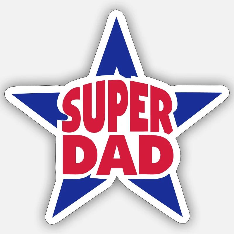 super dad etoile - Sticker taille S (10 x 10 cm) - blanc mat