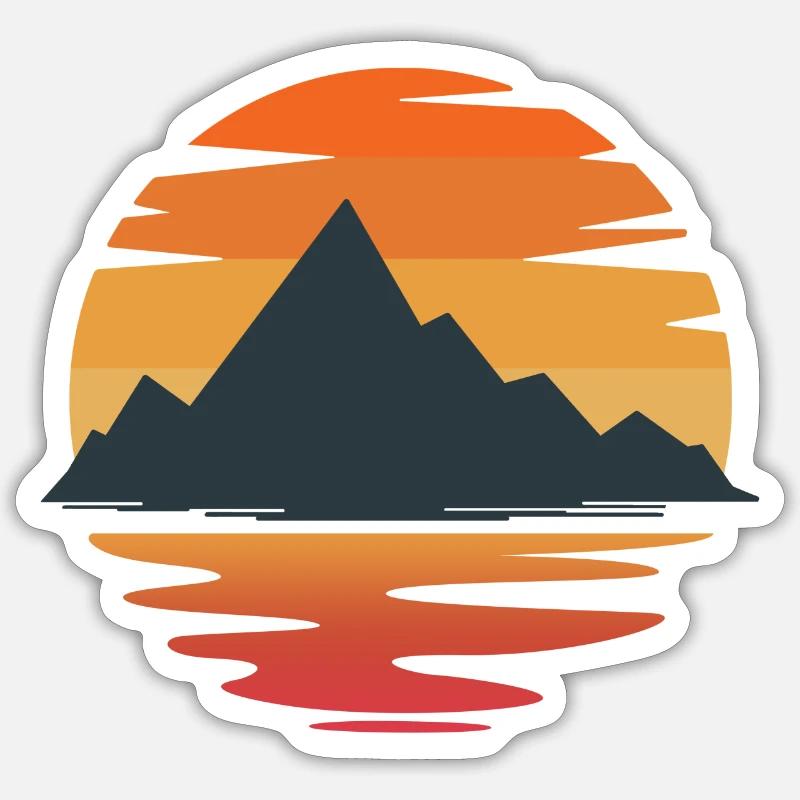 Retro Mountain - Sticker size S (10 x 10 cm) - white matte
