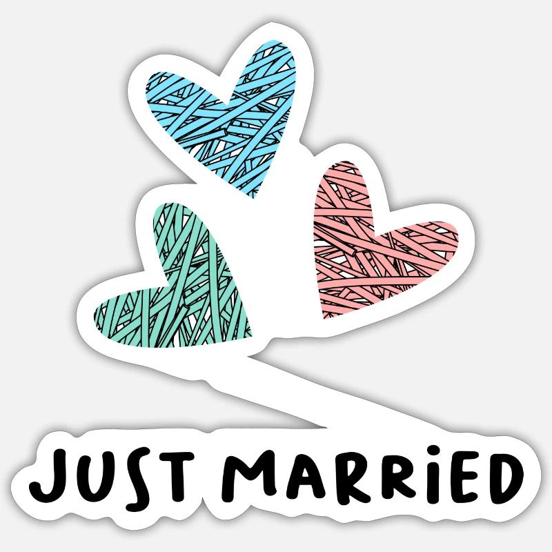 JUST MARRIED. ES LEBE DIE EHE. VALENTINSTAG Sticker Größe S (10 x 10 cm)