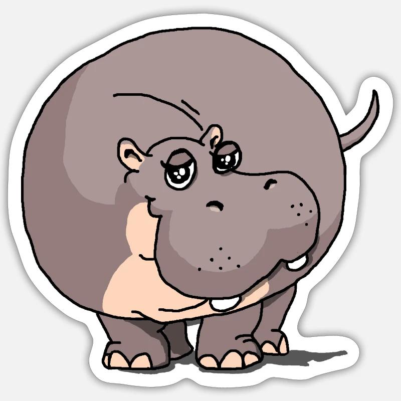 süßes Nilpferd Sticker Größe S (10 x 10 cm)
