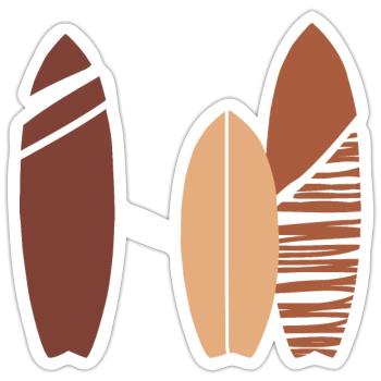 Retro Surfbrett Illustration | Boho Surf Boards - Sticker Größe S (10 x 10 cm) - Mattweiß - Vorne