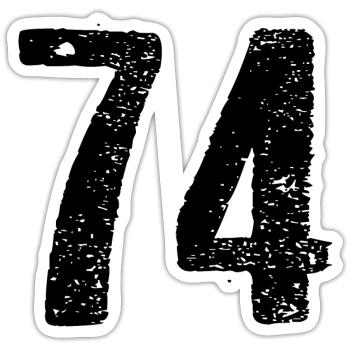 74 Number Vintage - Sticker size S (10 x 10 cm) - white matte - Front