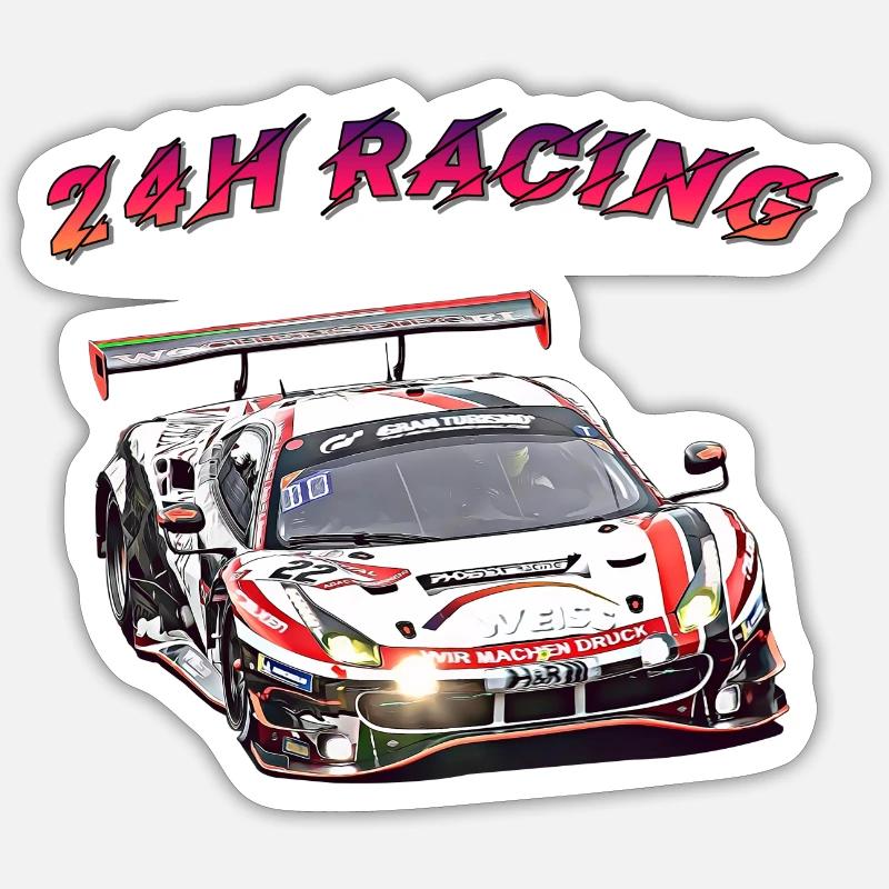 24h Racing - Sticker Größe S (10 x 10 cm) - Mattweiß