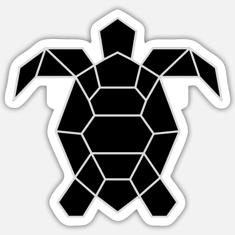 Essential unisex black turtle - Sticker size S (10 x 10 cm) - white matte