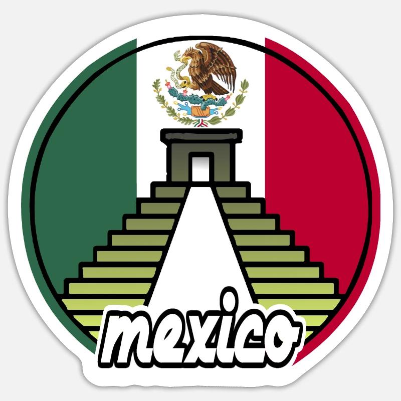 Mexico / Pays / Drapeau - Sticker taille S (10 x 10 cm) - blanc mat