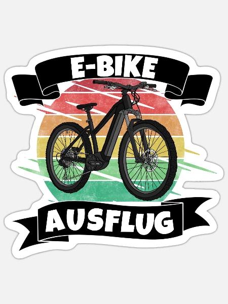 E Bike Ausflug - Sticker Größe S (10 x 10 cm) - Mattweiß