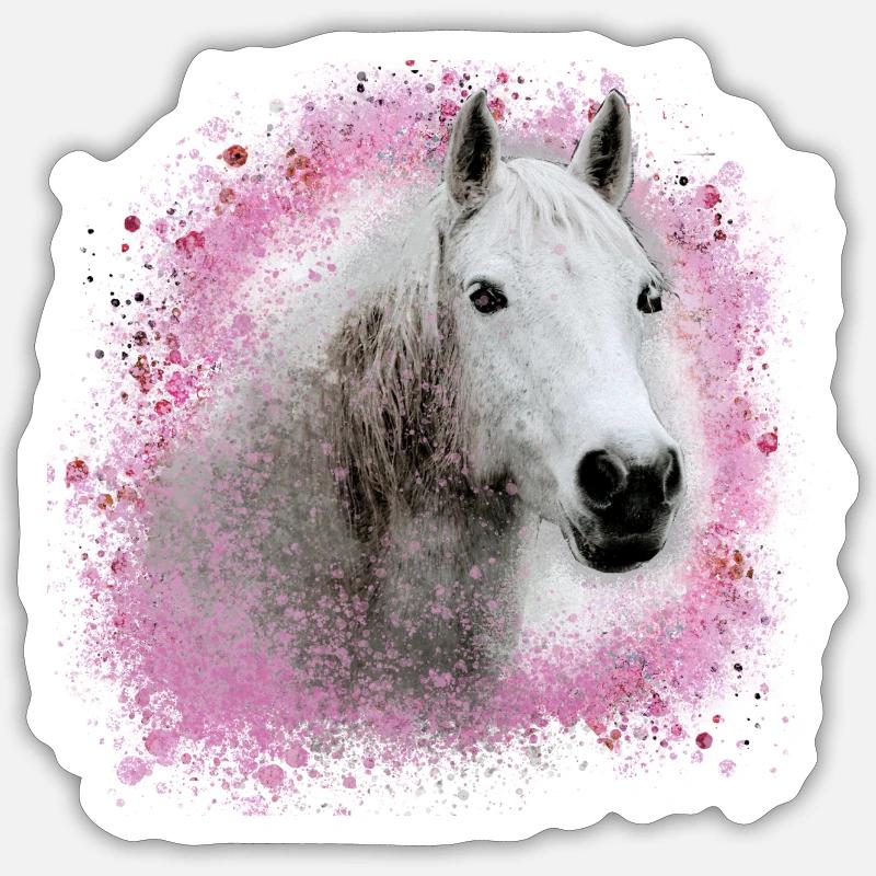 pferd ,schimmel ,graffiti , malerei,weisses pferd, - Sticker Größe S (10 x 10 cm) - Mattweiß