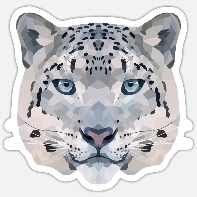 Polyart Schneeleopard Sticker Größe S (10 x 10 cm)