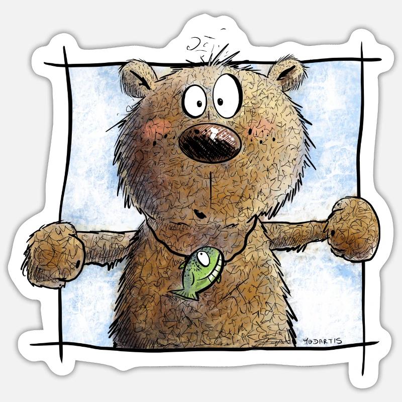 Droll Brown Bear I Wild Animal Comic - Sticker size S (10 x 10 cm) - white matte